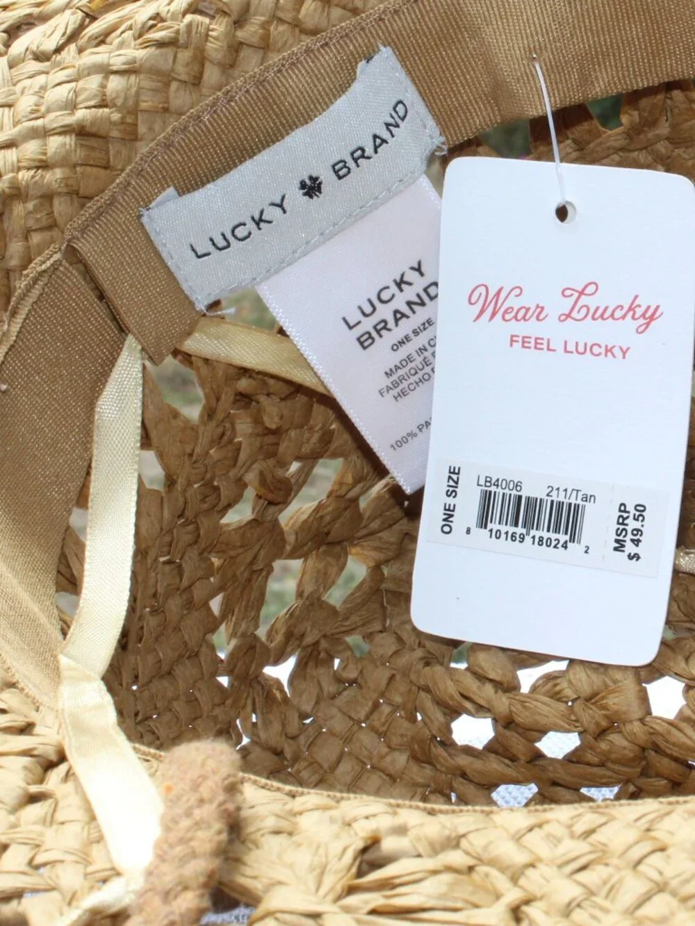 Lucky Brand Straw Hat With Tightening String Inside One Size